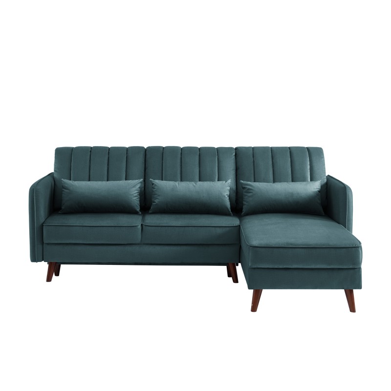 Canapé angle IDAHO en tissu bleu vert convertible Canapé angle IDAHO en tissu bleu vert convertible