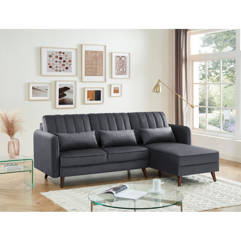 Canapé angle IDAHO tissu anthracite angle fixe