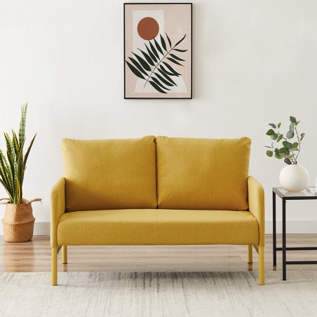 Canapé droit PANTONE fixe tissu jaune moutarde 2 places