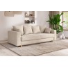 Canapé droit KRISTI convertible velours côtelé beige 3 places