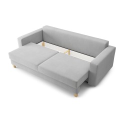 Canapé droit KRISTI convertible tissu gris 3  places