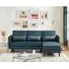 Canapé angle IDAHO en tissu bleu vert convertible