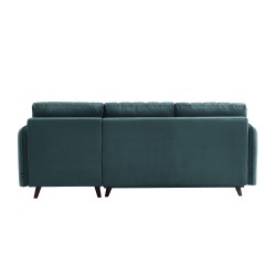 Canapé angle IDAHO en tissu bleu vert convertible