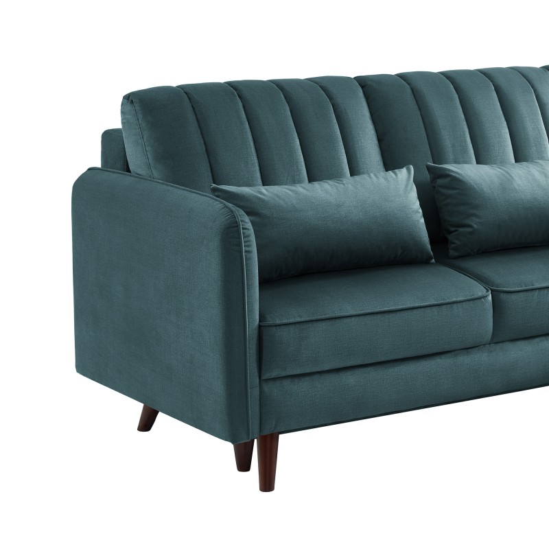 Canapé angle IDAHO en tissu bleu vert convertible