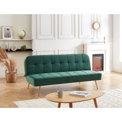 Banquette AROMA en velours vert 3 places convertible
