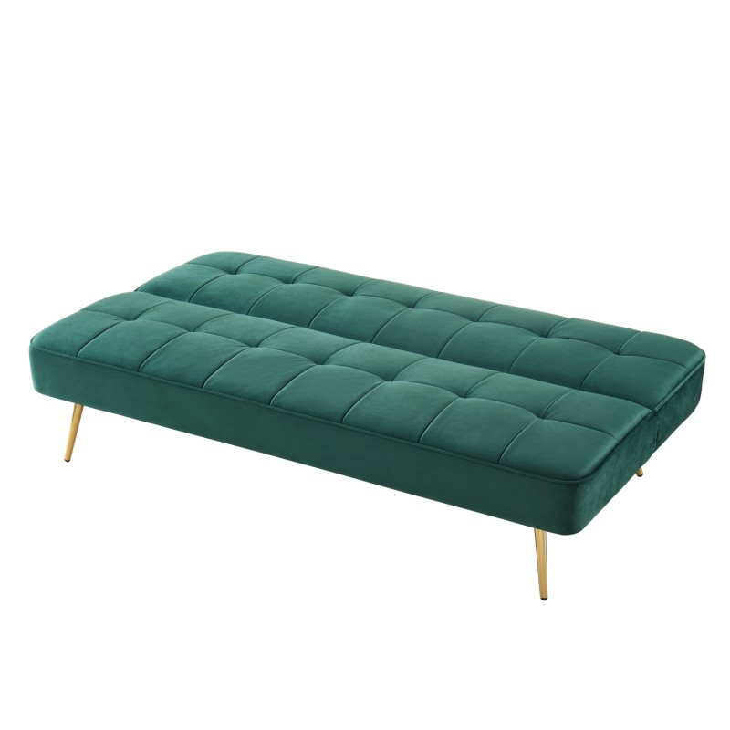Banquette AROMA en velours vert 3 places convertible