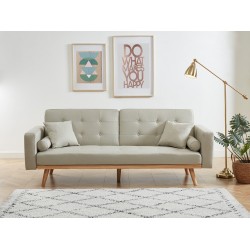 Canapé droit KELLY en tissu beige avec fonction convertible