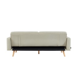 Canapé droit KELLY en tissu beige avec fonction convertible