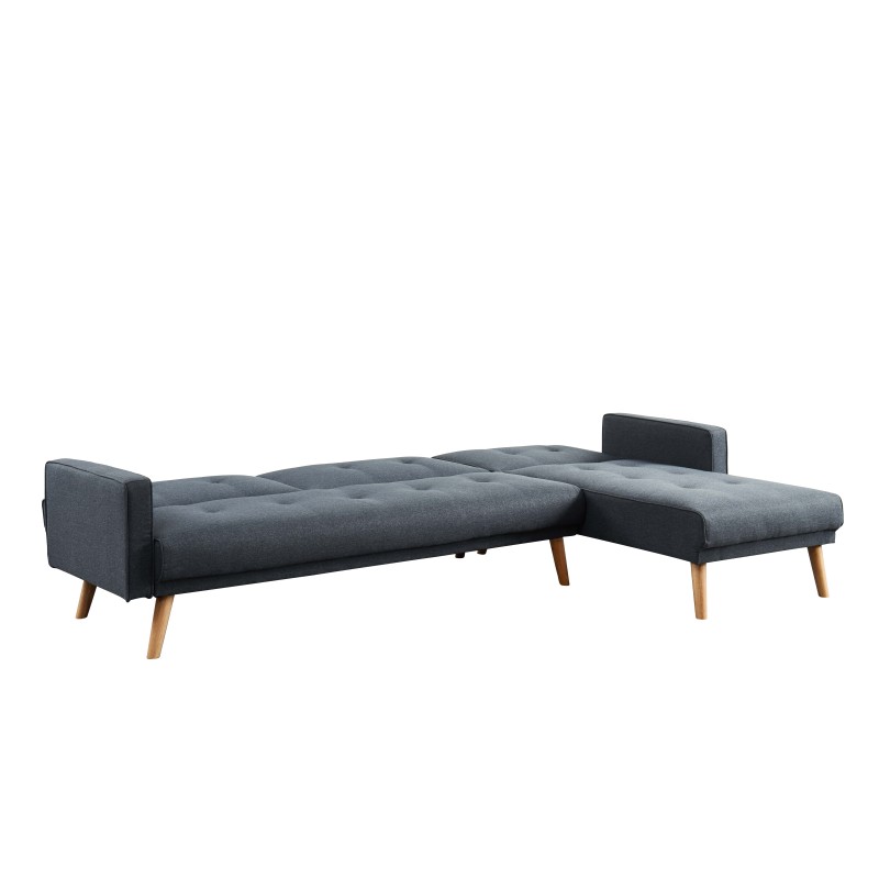 Canapé d'angle LUXI en tissu gris anthracite convertible style scandinave