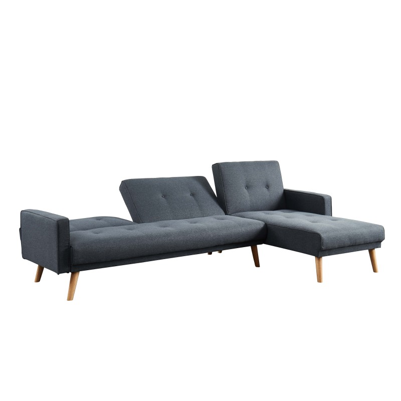 Canapé d'angle LUXI en tissu gris anthracite convertible style scandinave