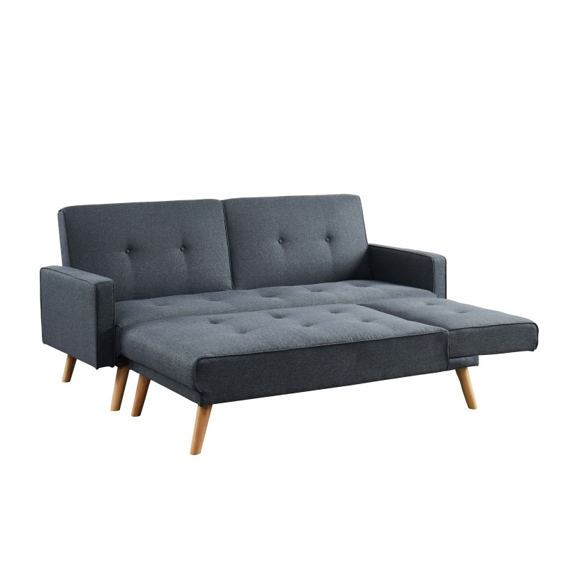 Canapé d'angle LUXI en tissu gris anthracite convertible style scandinave