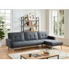 Canapé d'angle LUXI en tissu gris anthracite convertible style scandinave