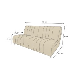 PUZZLE Canapé convertible 3 places jaune matelas Dunlopillo 160cm