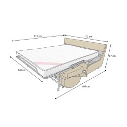 PUZZLE Canapé convertible 3 places jaune matelas Dunlopillo 160cm