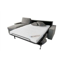 BAHIA Canapé convertible 3 places gris matelas Simmons 140cm