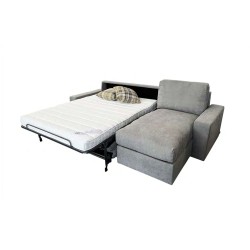 BAHIA Canapé convertible 3 places beige crème matelas Simmons 140cm