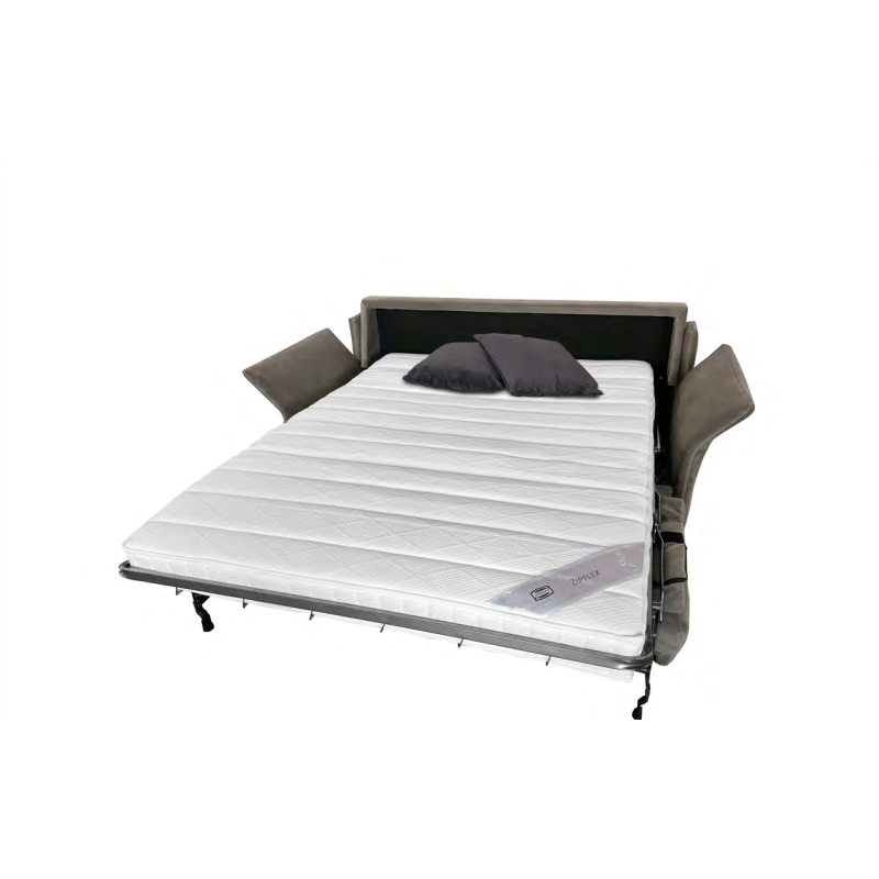 DETENTE Canapé convertible 3 places gris matelas Simmons 140cm