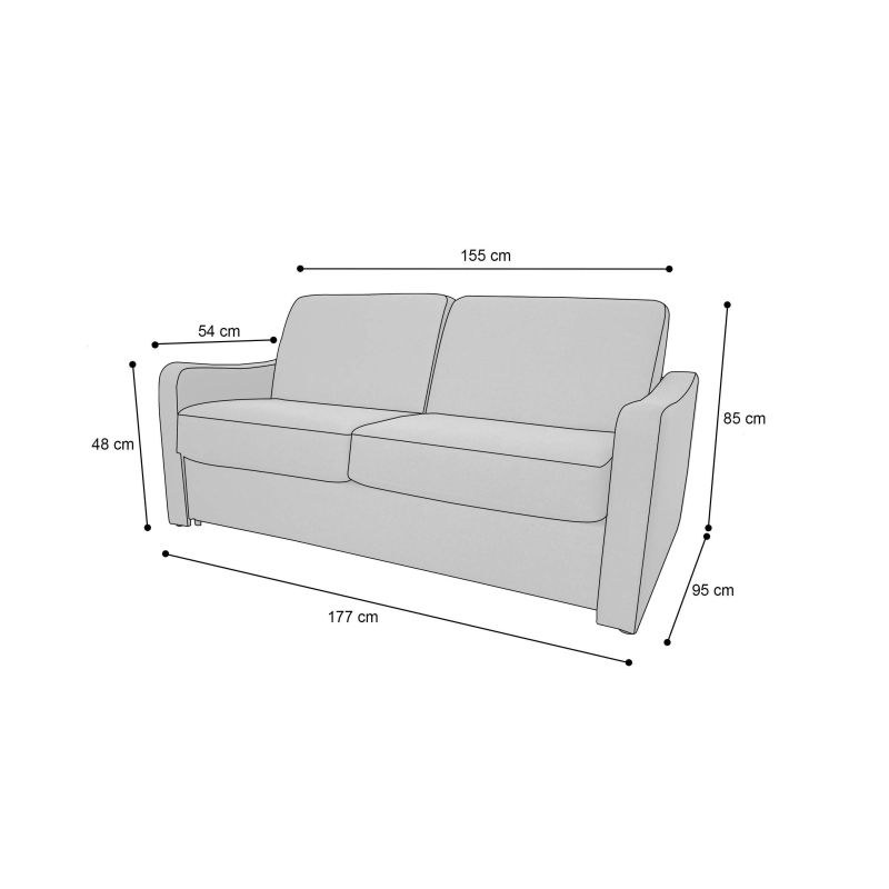 NAOS Canapé convertible 3 places gris anthracite matelas Dunlopillo 140cm