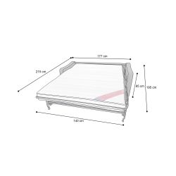 NAOS Canapé convertible 3 places gris anthracite matelas Dunlopillo 140cm