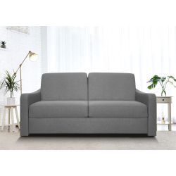 NAOS Canapé convertible 3 places gris matelas Dunlopillo 140cm