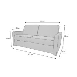 NAOS Canapé convertible 3 places gris matelas Dunlopillo 140cm