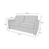 NAOS Canapé convertible 3 places gris matelas Dunlopillo 140cm