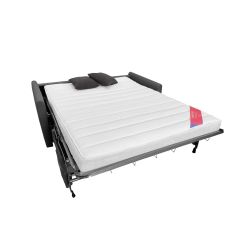 XENA Canapé convertible 3 places gris anthracite matelas Dunlopillo 140cm