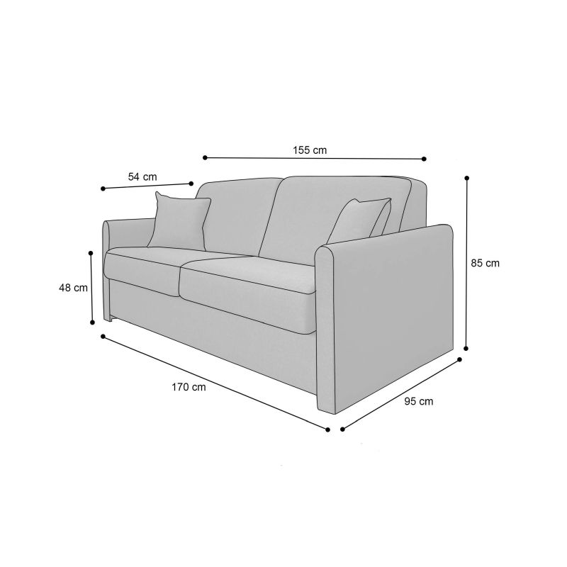 XENA Canapé convertible 3 places gris anthracite matelas Dunlopillo 140cm