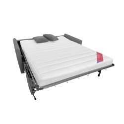 XENA Canapé convertible 3 places gris matelas Dunlopillo 140cm