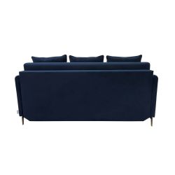 PICCOLO Canapé convertible 3 places bleu marine matelas Dunlopillo 140cm