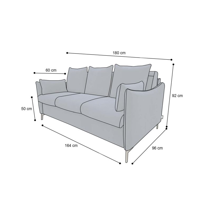 PICCOLO Canapé convertible 3 places bleu marine matelas Dunlopillo 140cm