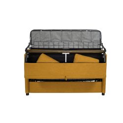 LITTLE Canapé convertible 3 places jaune matelas Dunlopillo 140cm