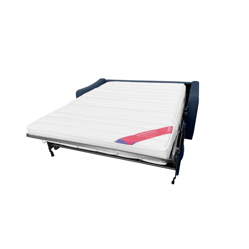 NARCISSE Canapé convertible 3 places Bleu saphir-matelas Diva Literie 140cm