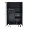 Armoire ANATOLE noir et cannage rotin 2 portes 100cm