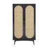 Armoire ANATOLE noir et cannage rotin 2 portes 100cm