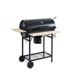 Barbecue fumoir JOHN à charbon de bois noir avec tablette bois