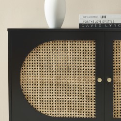 Buffet ANATOLE noir et cannage rotin 150cm