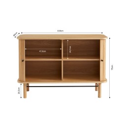Buffet ERNEST plateau placage frêne portes tambour 110cm