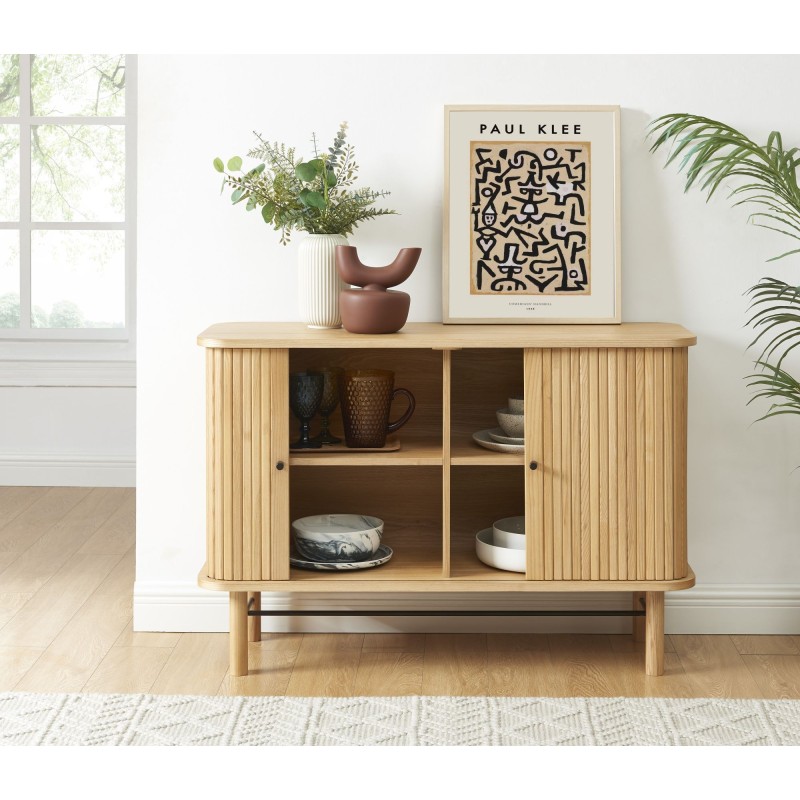 Buffet ERNEST plateau placage frêne portes tambour 110cm