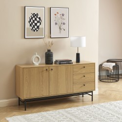 Buffet bas JAMES effet chêne 150cm