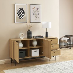 Buffet bas JAMES effet chêne 150cm