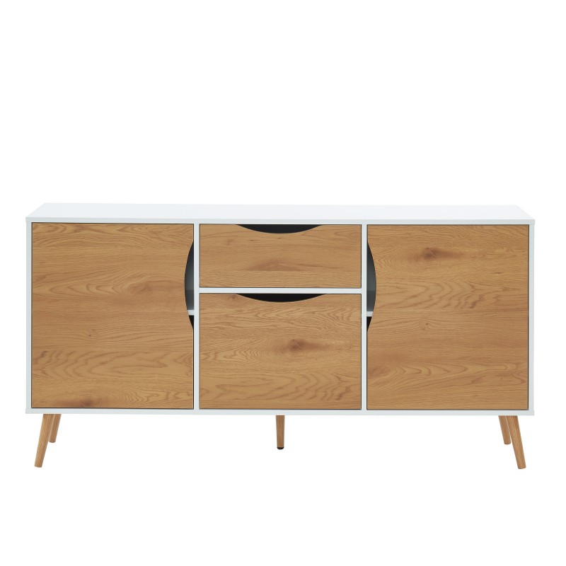 Buffet AVA blanc et effet chêne 150cm