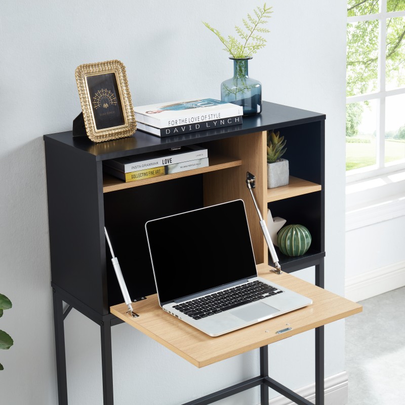 Secrétaire SMART noir et effet chêne 75cm