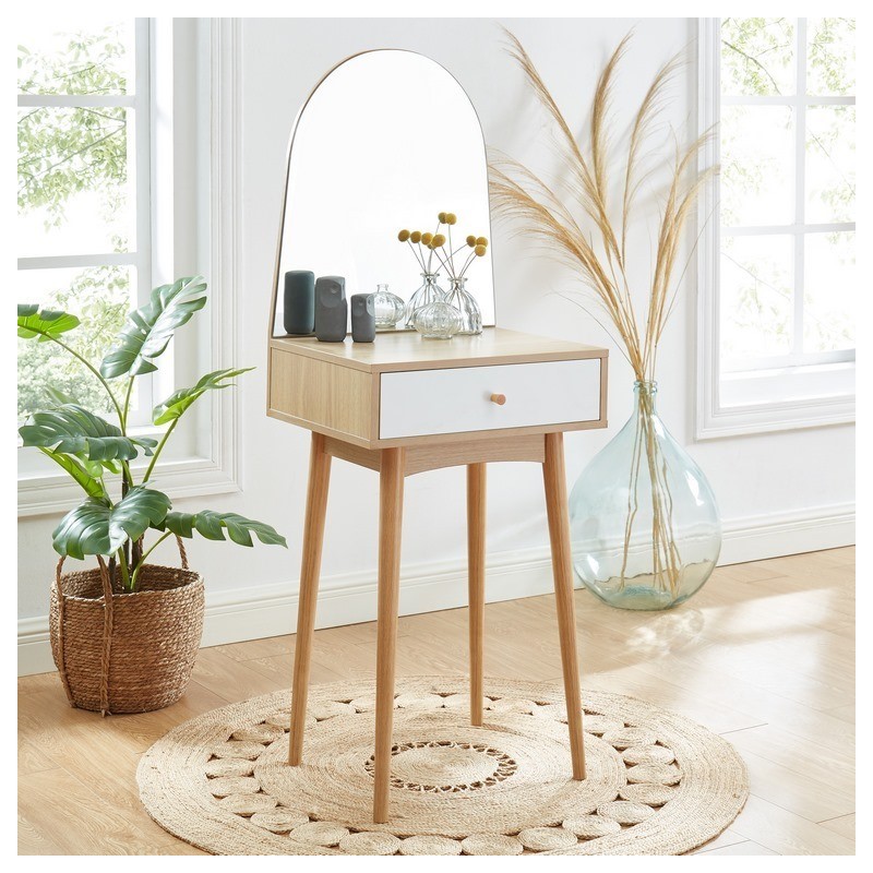 Coiffeuse PRIMA coloris blanc et effet bois