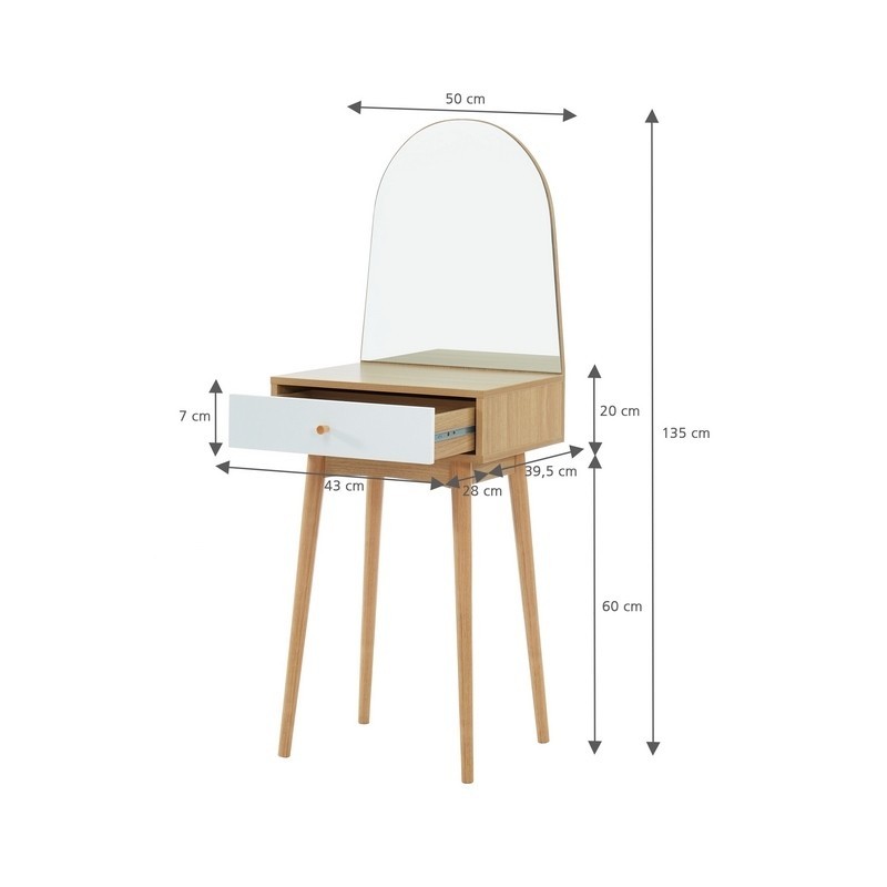Coiffeuse PRIMA coloris blanc et effet bois