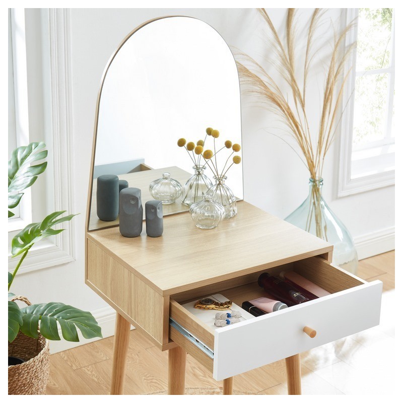 Coiffeuse PRIMA coloris blanc et effet bois