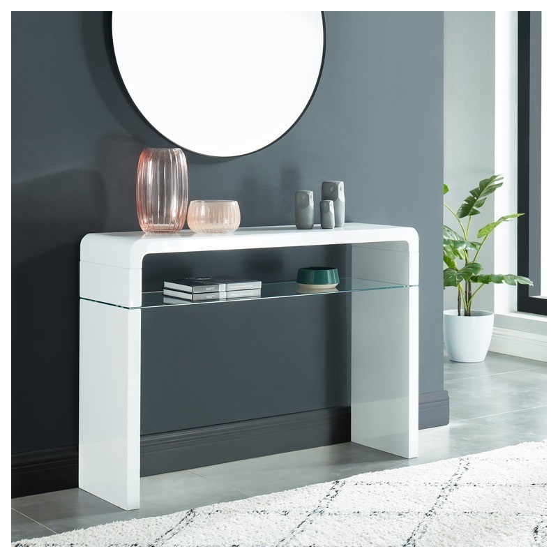 Console DARWIN laqué blanc brillant 105cm