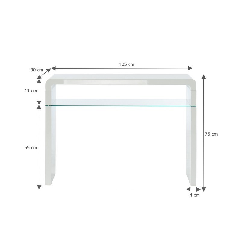 Console DARWIN laqué blanc brillant 105cm