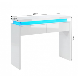 Console à led COSMOS laqué blanc brillant 100cm