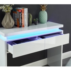 Console à led COSMOS laqué blanc brillant 100cm